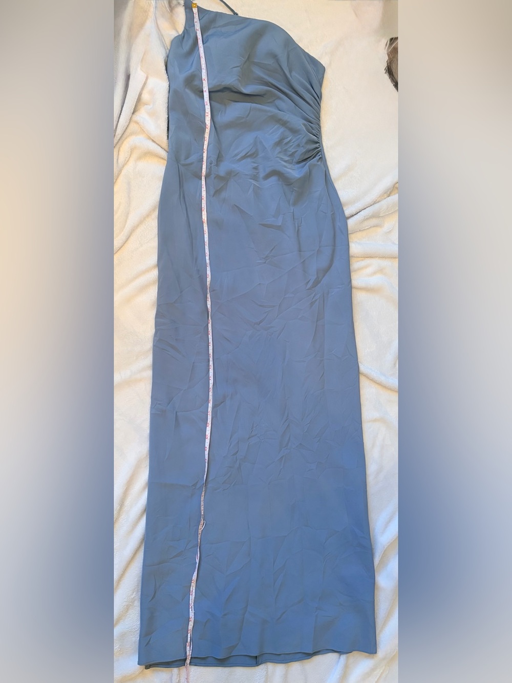 Revelry Jade Crepe One-Shoulder Bridesmaid Gown | Wedding Guest Formal Dres Blue - Picture 13 of 16
